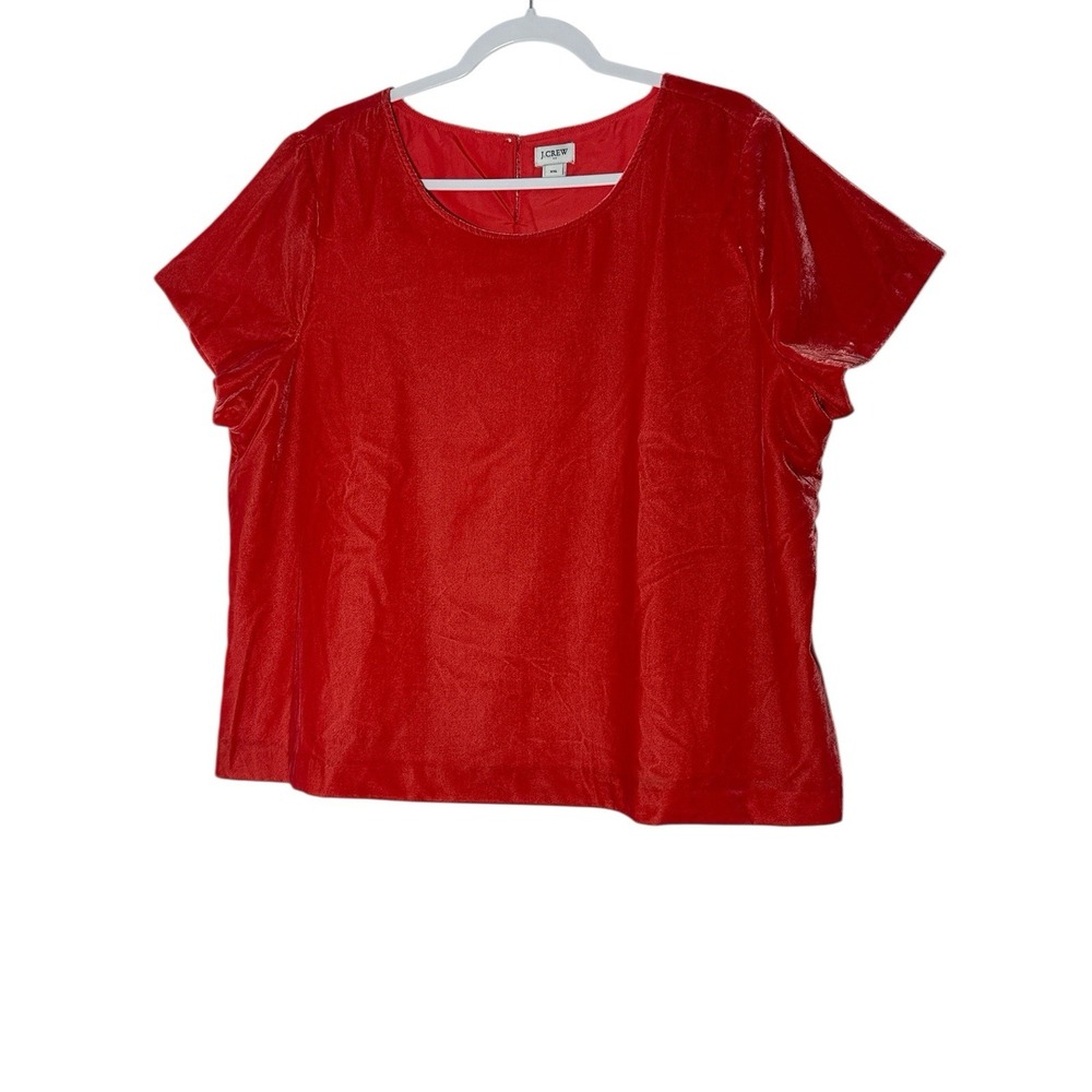 J‎ Crew Top Womens 2XL Plus Velvet Lined Short Sleeve Party Glam Holiday Cozy